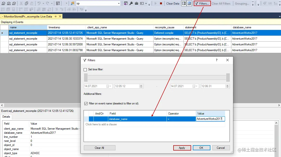Filtering Extended Events
