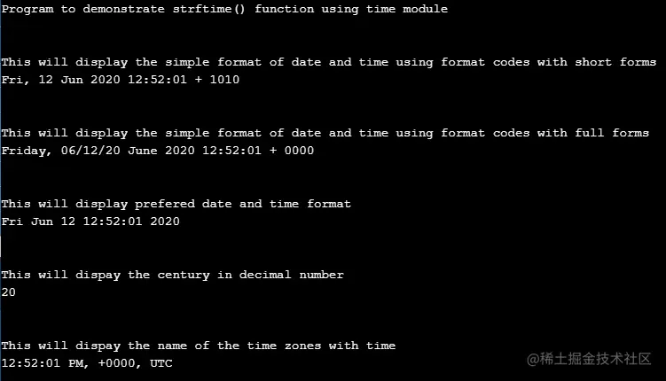 Python strftime Example 2