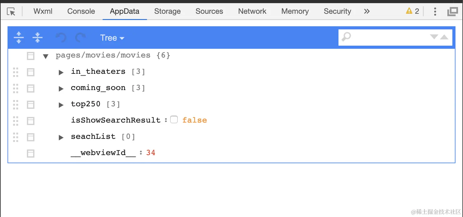 调试面板里有个appData