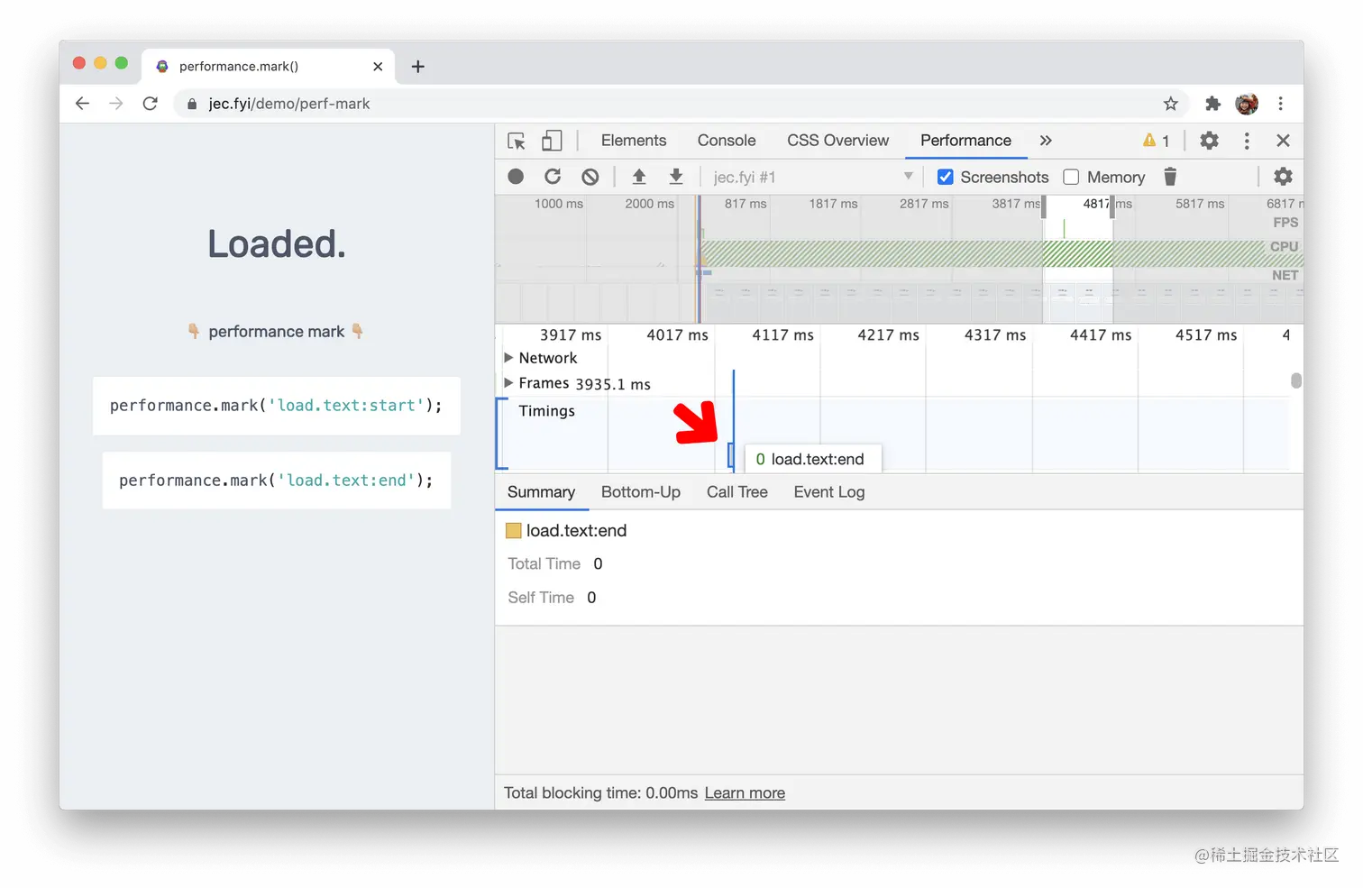 Performance.mark events