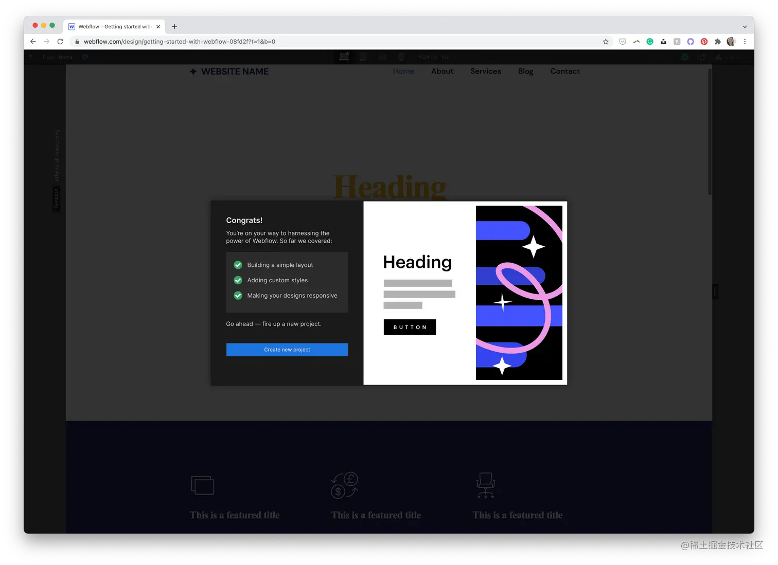 Webflow Create New Project