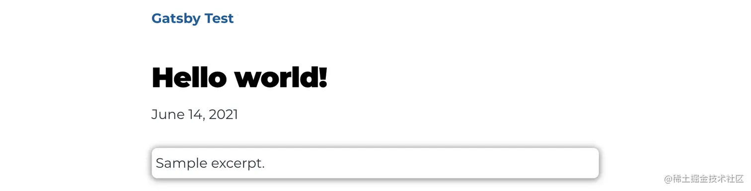 The sample "Hello world!" blog post rendered with an excerpt