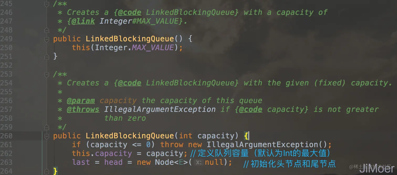 LinkedBlockingQueue的构造方法