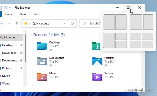Windows 11's leaked Snap popup