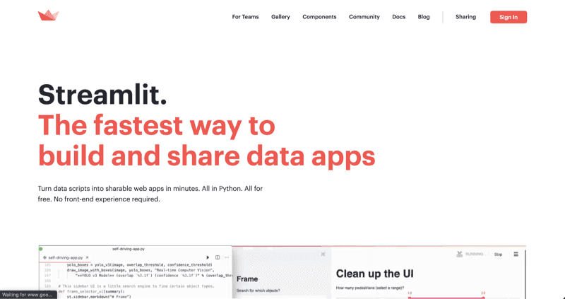 Streamlit 官网截图