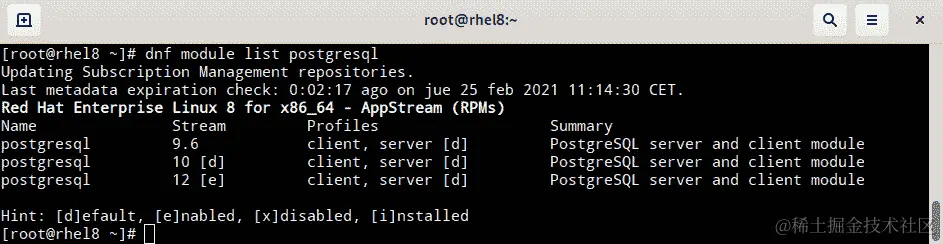 图 7.16 - PostgreSQL 模块列表的截图