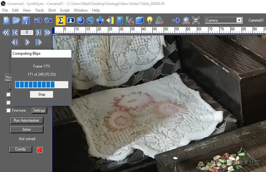 The software starts tracking