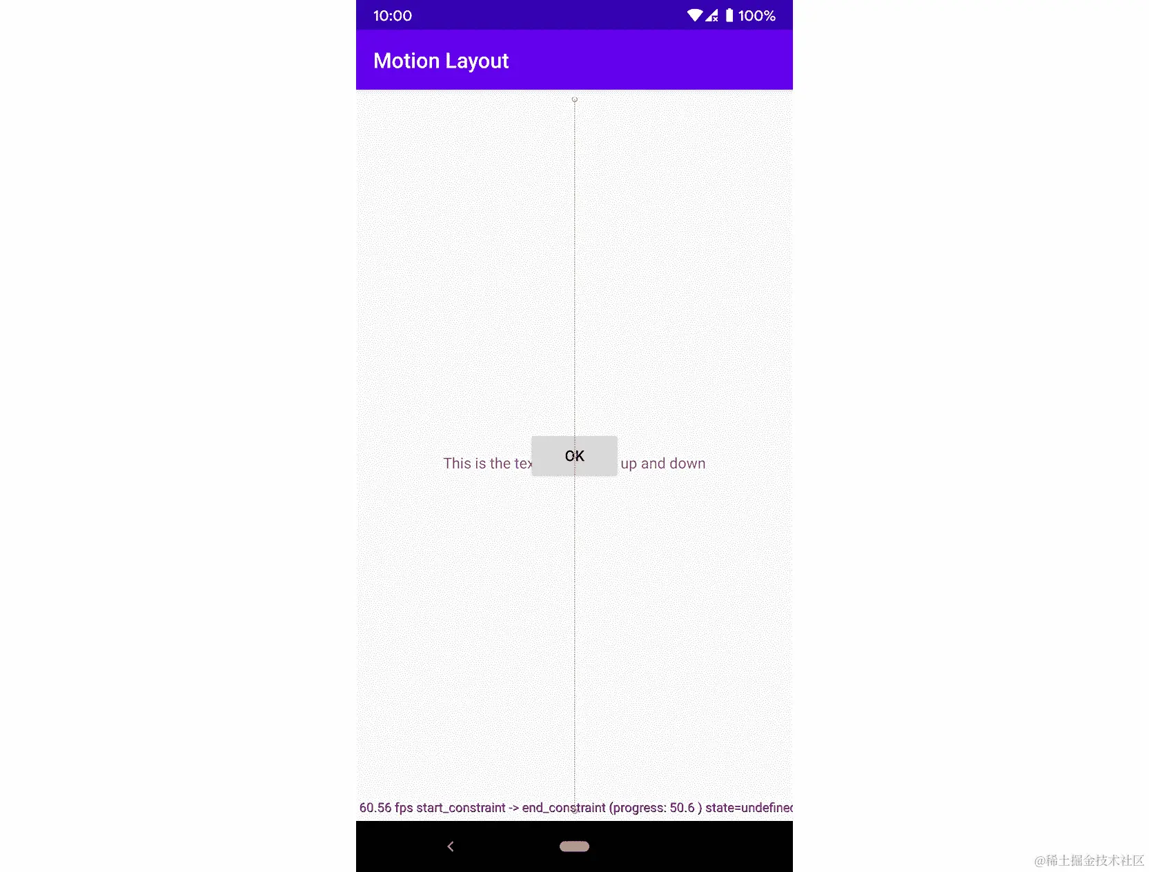 图 15.14：OK 按钮挡住了文本动画的中间部分
