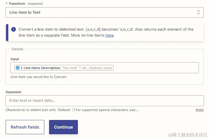 图 18.12 - ﻿使用 Formatter by Zapier 实用程序操作事件将行项目更改为文本并将其拆分为单独字段的概述