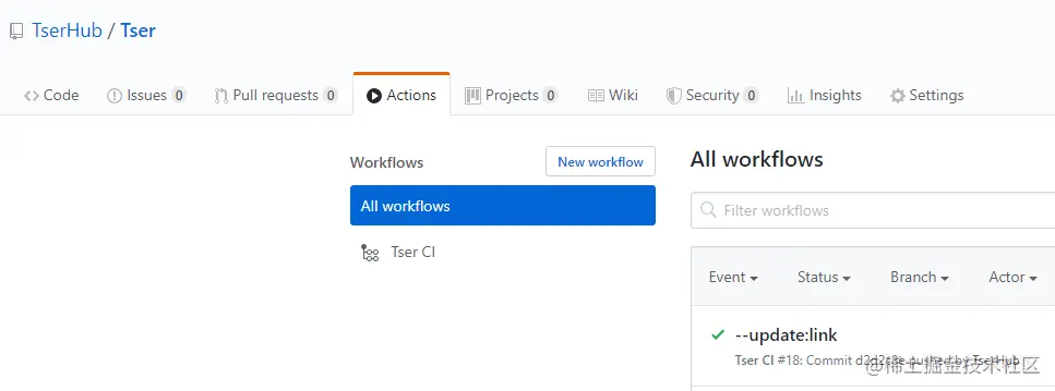 GitHub Action History