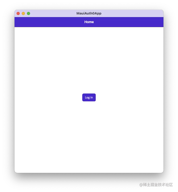 The .NET MAUI application with the login button