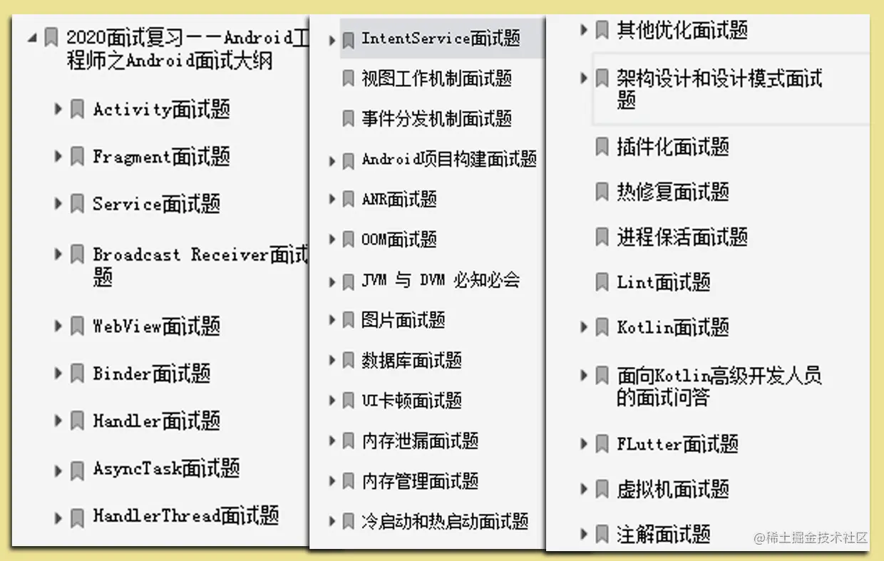 Android复习大纲目录