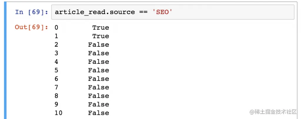 DataFrame filter for values True False