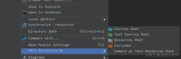 标记目录为Test Resource Root