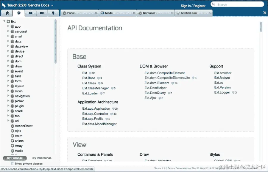 使用 Sencha Docs 查找更多信息