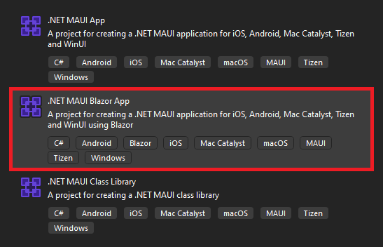 .NET MAUI Blazor 應用程式模板