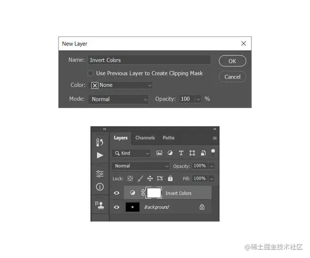 creating new invert adjustment layer