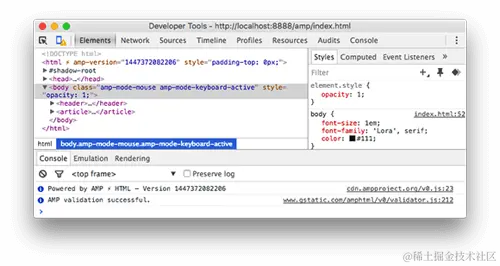 一个通过验证器的AMP文档
