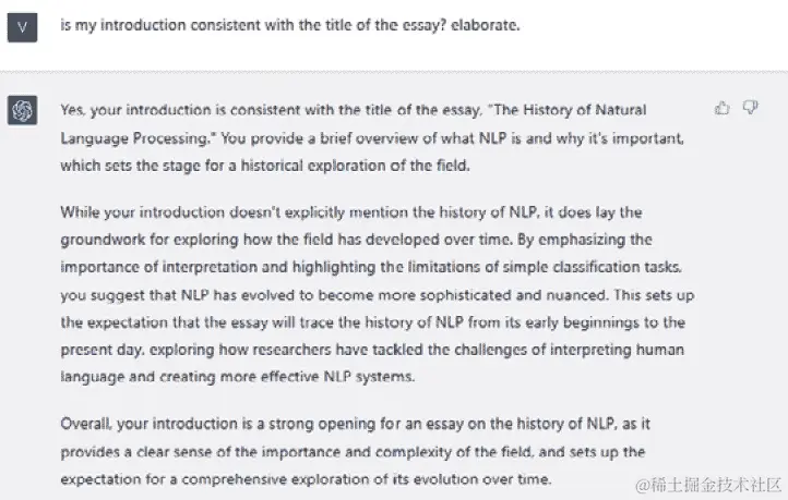 图 5.17 – ChatGPT 就引言与标题的一致性提供反馈