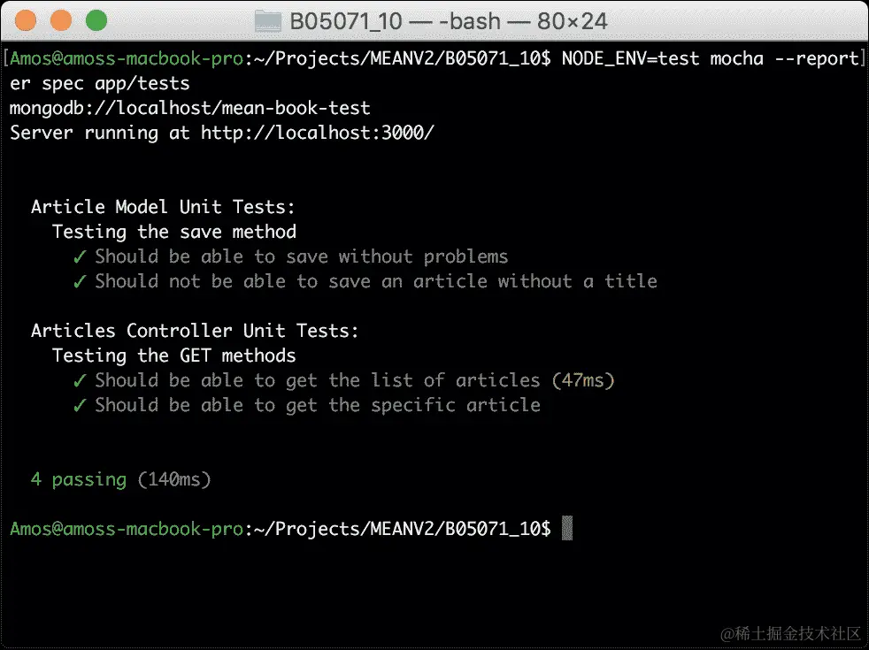 运行您的 Mocha 测试