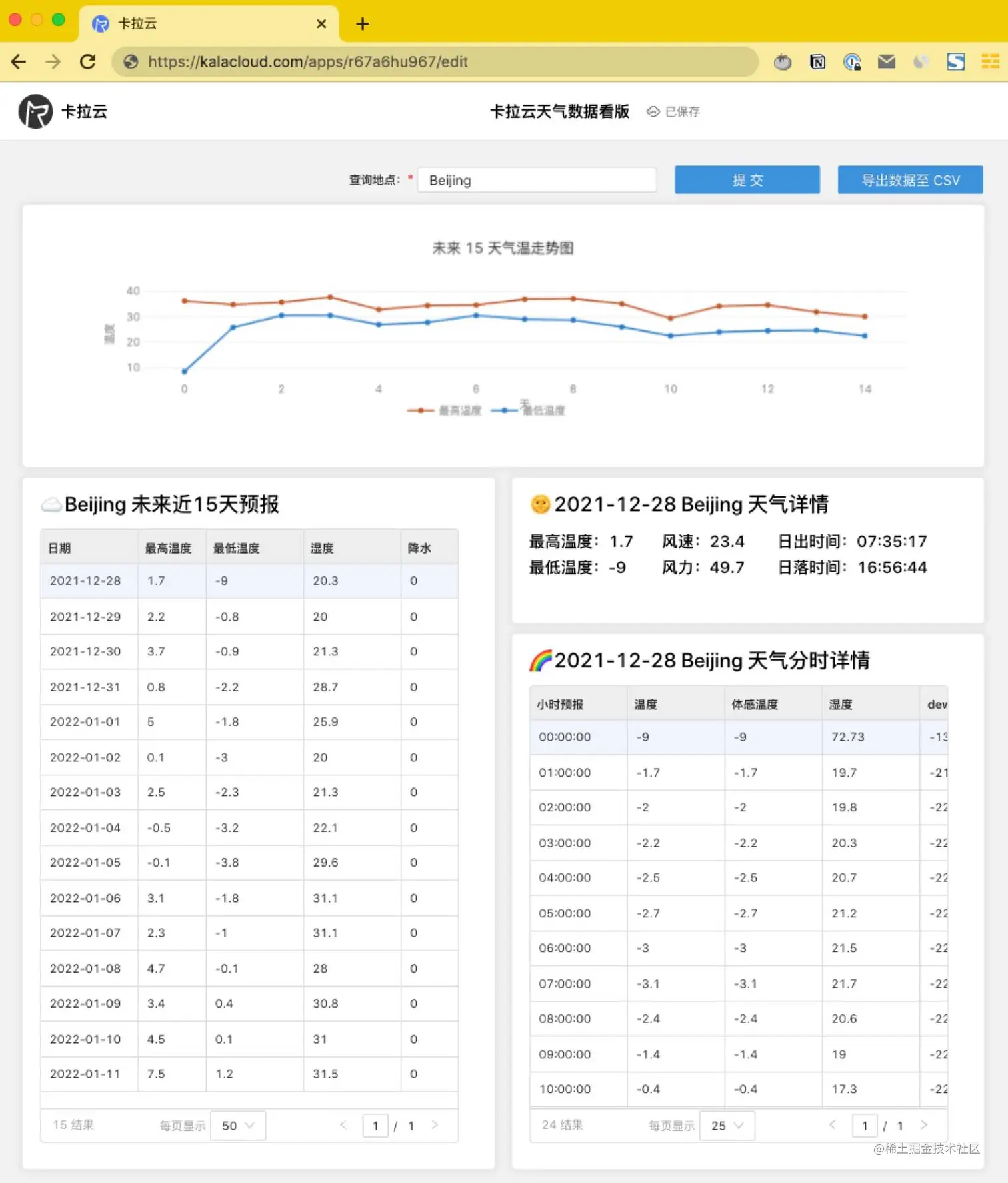 搭建天气数据看板