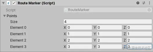 具有 Vector3 数组属性的脚本