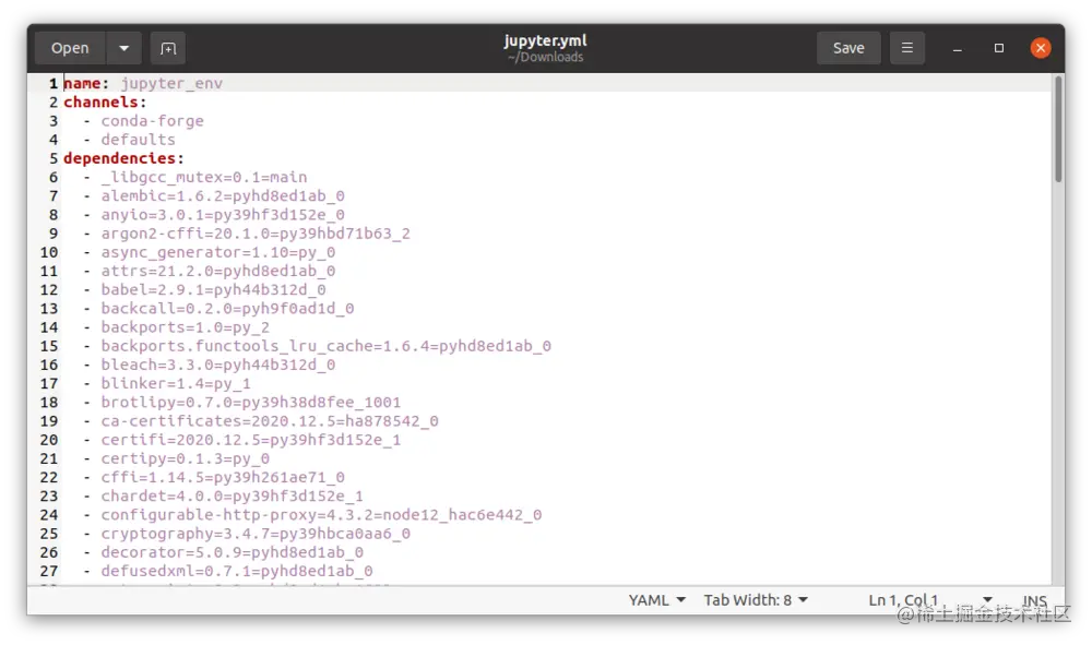 conda environment YAML file
