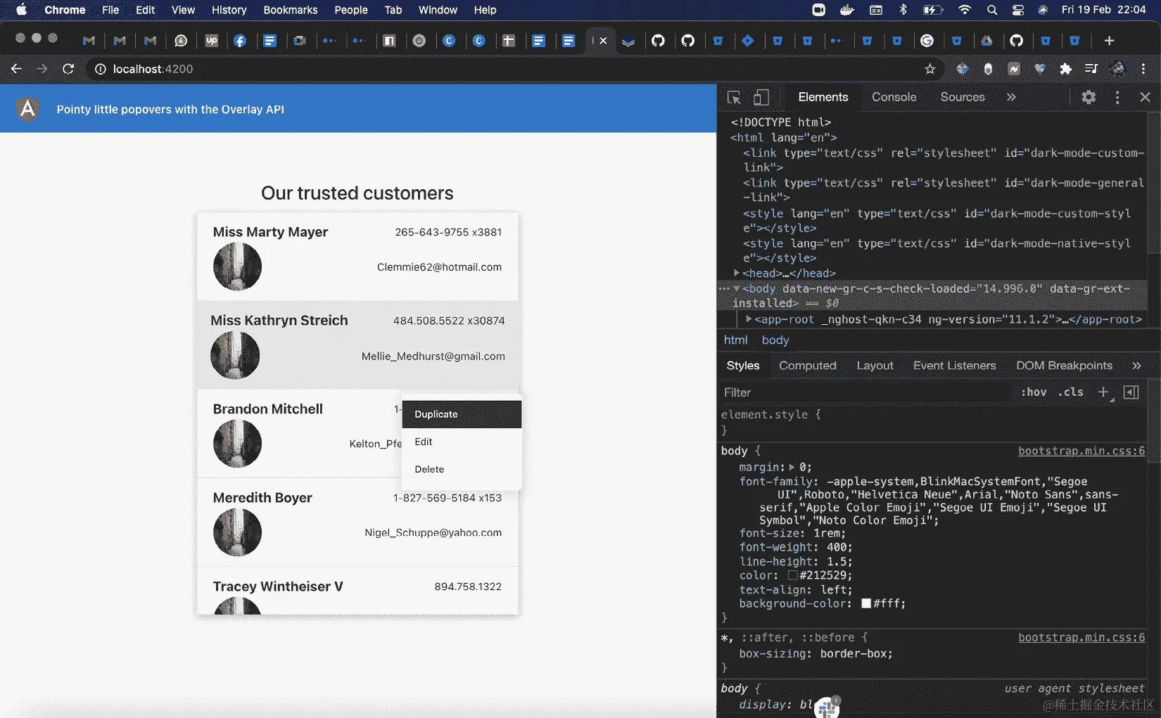 图 9.7 - 每个列表项的工作下拉菜单