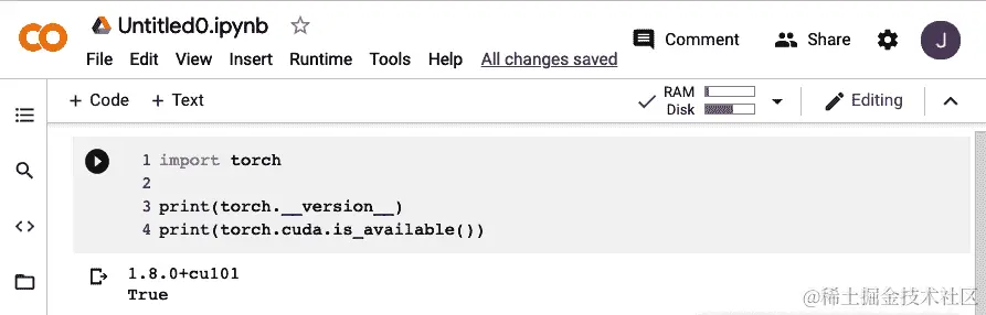 “在 Google Colab 中验证 GPU 是否激活”