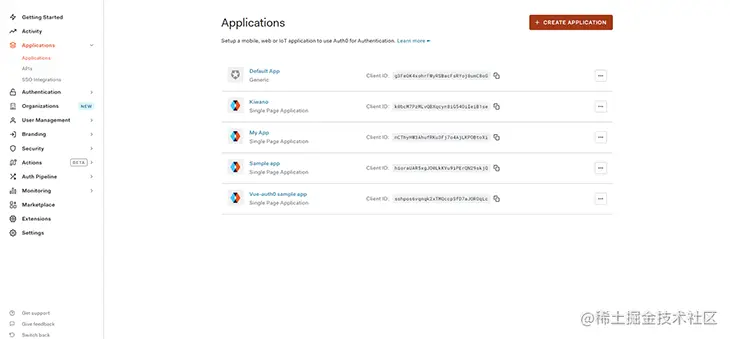 Create your application in Auth0