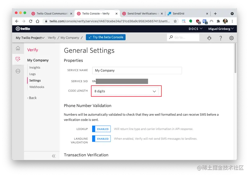 digits used in verify service