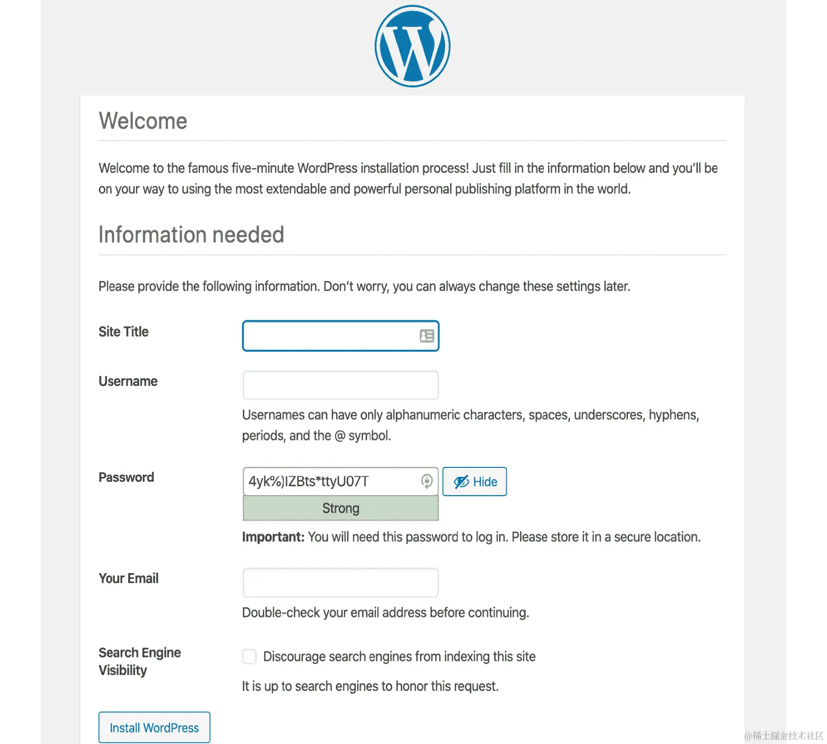 图 15.18：WordPress 设置屏幕