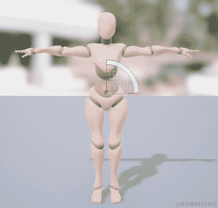 图 14.27：此插座的默认位置位于玩家骨架的中心