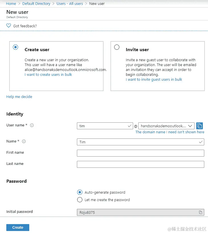 在新用户窗口中，添加所有用户详细信息并确保记下密码。