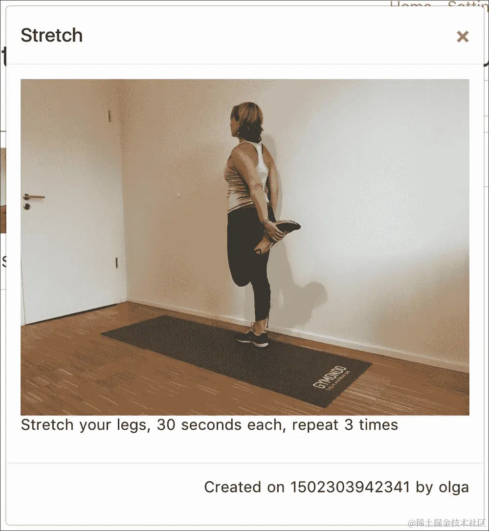 使用 Bootstrap 模态框显示每个锻炼