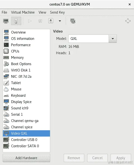 图 6.1 - 客户操作系统的默认虚拟图形卡 - QXL