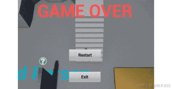 图 8.34：玩家耗尽生命值后显示的更新后的 BP_RestartWidget 耗尽生命值