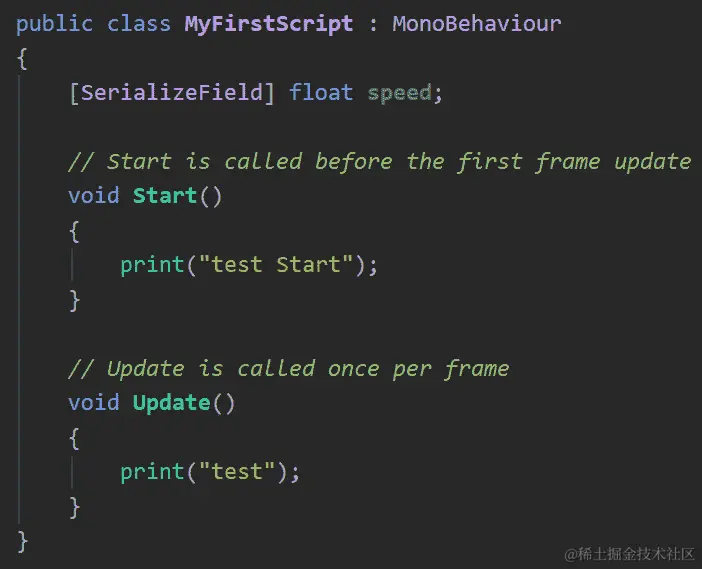 图 13.19 - 测试开始和更新函数的脚本