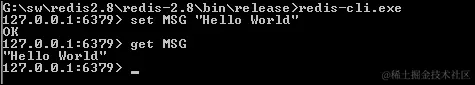 使用 redis-cli 进行 Hello World