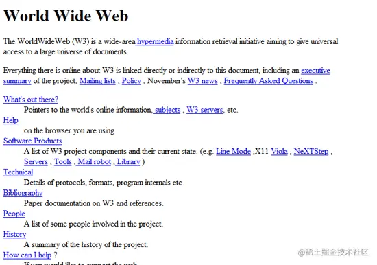 1991 年创建的第一个网页