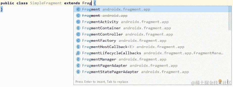 图 24.13 - 选择特定的 Fragment 类