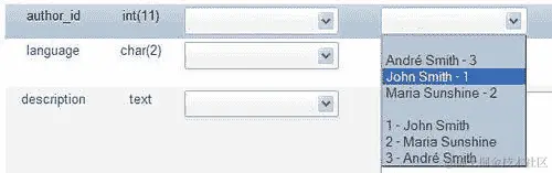 外键的下拉列表
