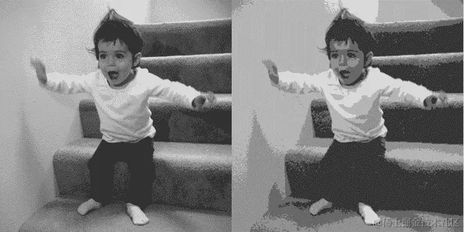 原始图片及其 5-means 去色化结果。