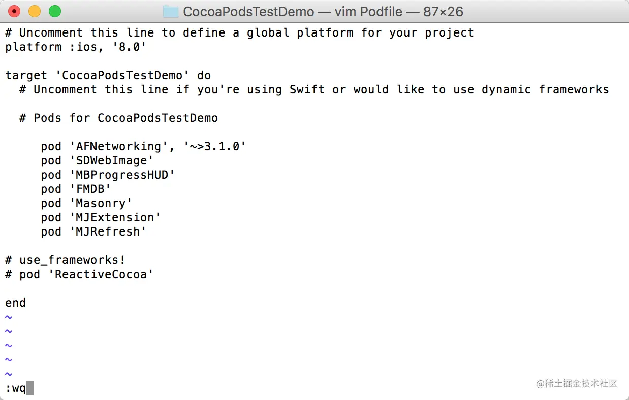 Podfile 输入完毕之后 .png