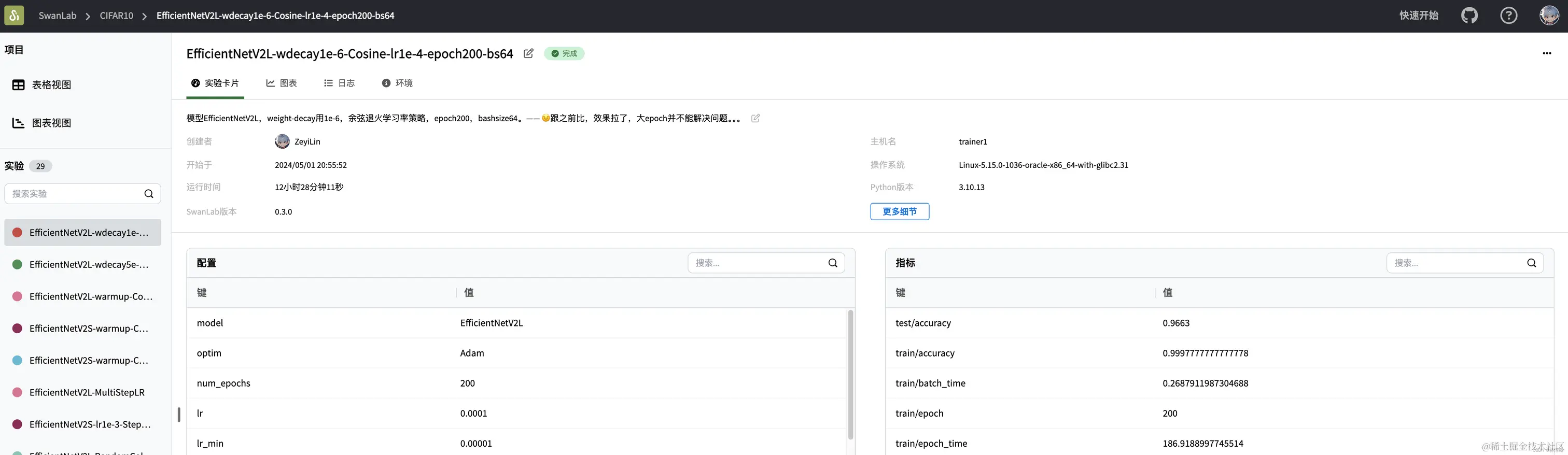 超参数与指标记录