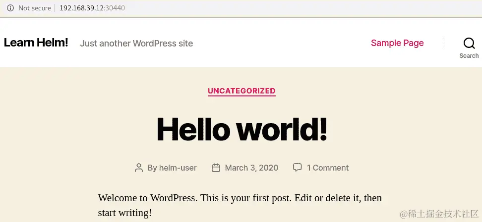 图 3.19 – WordPress 博客页面