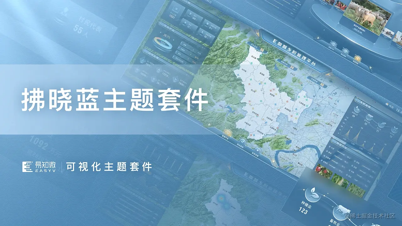 EasyV可视化资源套件｜「拂晓蓝」浅色可视化主题套件