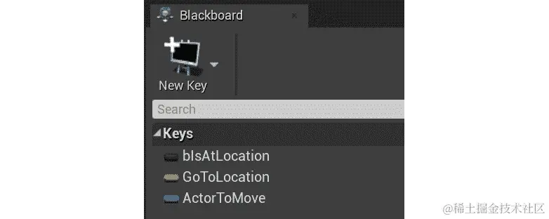 图 13.7：黑板中的一组变量示例可以在行为树中访问