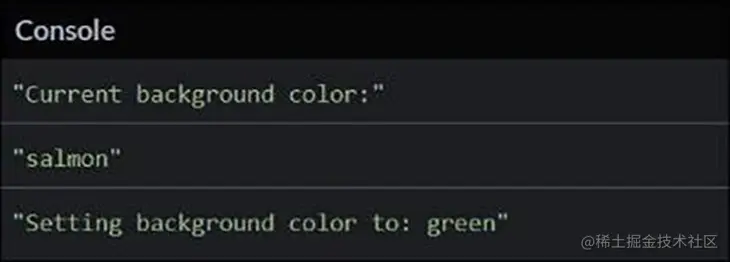 The console logs these changes on click
