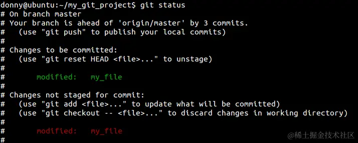 Repository after selectively adding a file